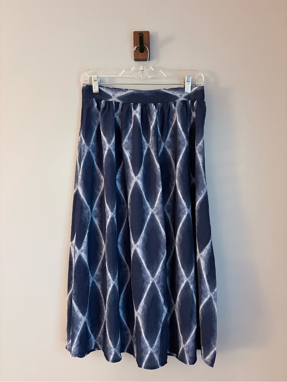 Gap Womens Small Petite Blue Tie Dye Diamond Print Midi Maxi Skirt Elastic Waist